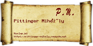Pittinger Mihály névjegykártya